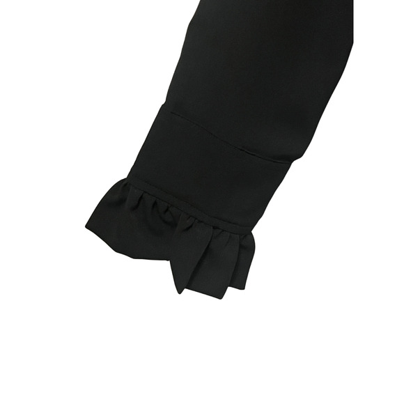 Alina Villasante Black Fitted Military Inspired Long Sheer Sleeves Blouse Medium - Picture 8 of 8